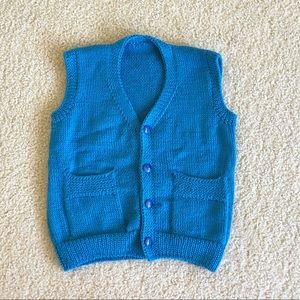 100% handmade wool vest knit sweater boys Sz 8